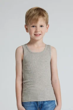 Chłopiec>Intimissimi Chłopięca Koszulka w Prążki z Bawełny Superior szary - 031 - grigio melange chiaro