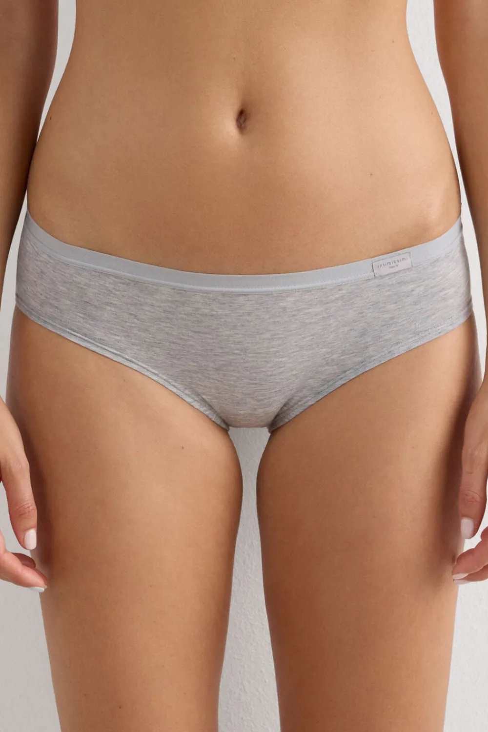 Figi|Bawełna>Intimissimi Dopasowane Figi Klasyczne z Bawełny szary - 031 - grigio melange chiaro