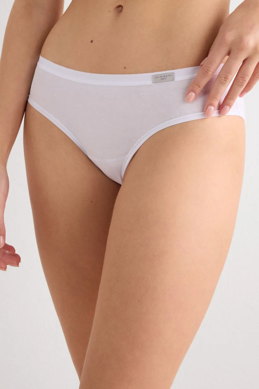 Figi|Bawełna>Intimissimi Dopasowane Figi Klasyczne z Bawełny biały - 001 - biały