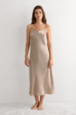 Halki / Babydoll|Spódnice /Sukienki>Intimissimi Długa Halka z Jedwabiu naturalny - 651i - dust beige