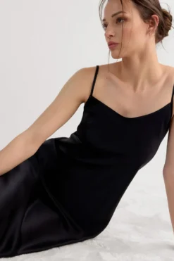 Halki / Babydoll|Spódnice /Sukienki>Intimissimi Długa Halka z Jedwabiu czarny - 019 - czarny