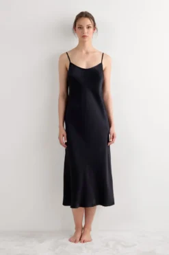 Halki / Babydoll|Spódnice /Sukienki>Intimissimi Długa Halka z Jedwabiu czarny - 019 - czarny