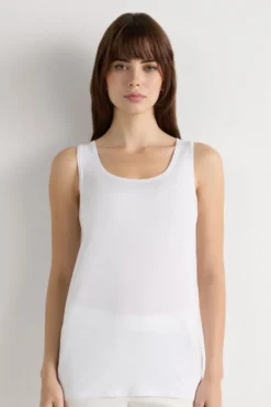 Topy|Modal>Intimissimi Długa Koszulka z Mikromodalu biały - 7478 - bianco latte