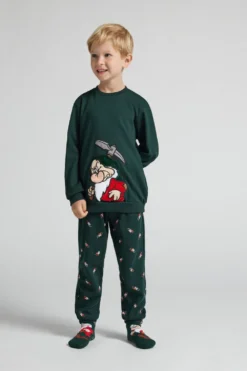 Chłopiec>Intimissimi Długa Piżama Dziecięca z Bawełny ©Disney Gburek zielony - 132j - verde scuro