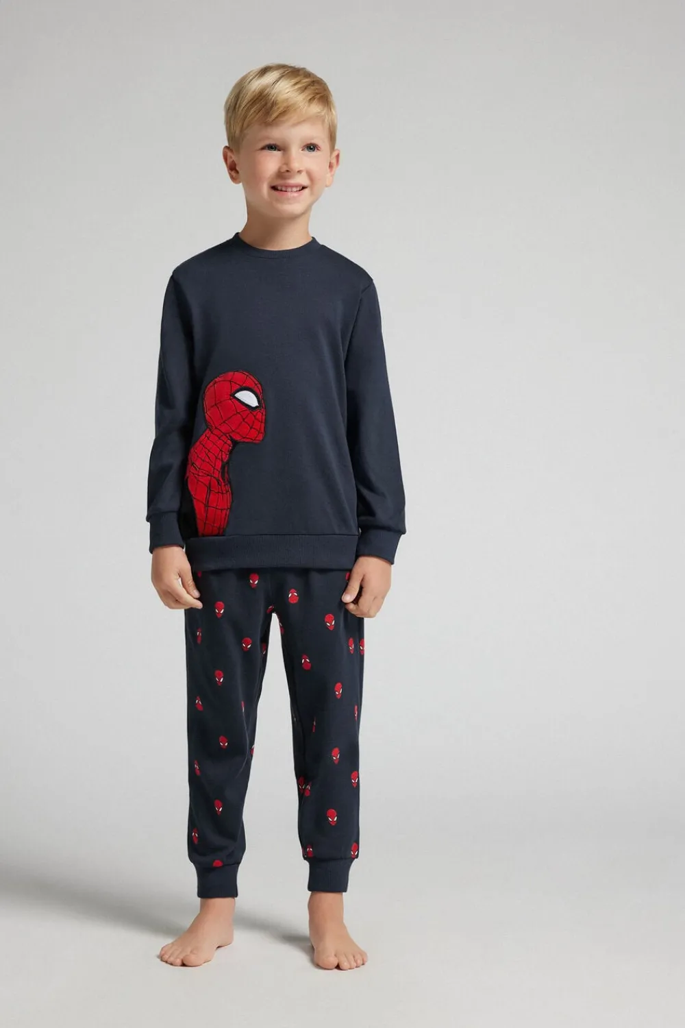 Chłopiec>Intimissimi Długa Piżama Dziecięca z Bawełny Marvel Spiderman niebieski - 800 - blu notte