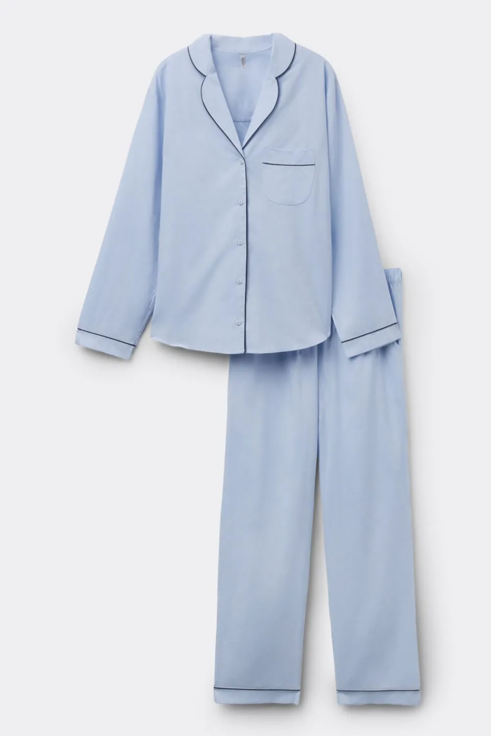 Odzież Domowa|Piżamy Długie>Intimissimi Długa Piżama z Bawełny i Modalu Chambray NI niebieski - 067k - chambray blue