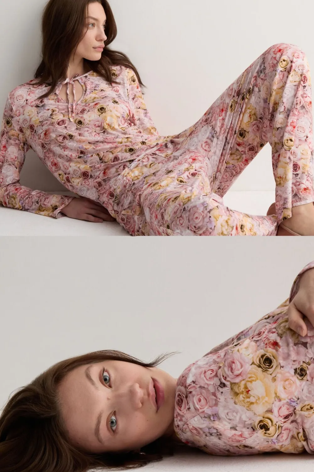 Piżamy Długie|Zestawy Piżam>Intimissimi Długa Piżama z Tkaniny Fresh Bamboo z Nadrukiem I Bloom motyw kwiatowy - 062k - stampa bloom
