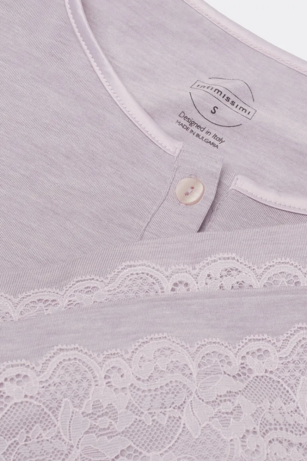 Piżamy Długie|Zestawy Piżam>Intimissimi Długa Rozpinana z Przodu Piżama z Modalu z Koronką fioletowy - 068k - quartz lilac melange