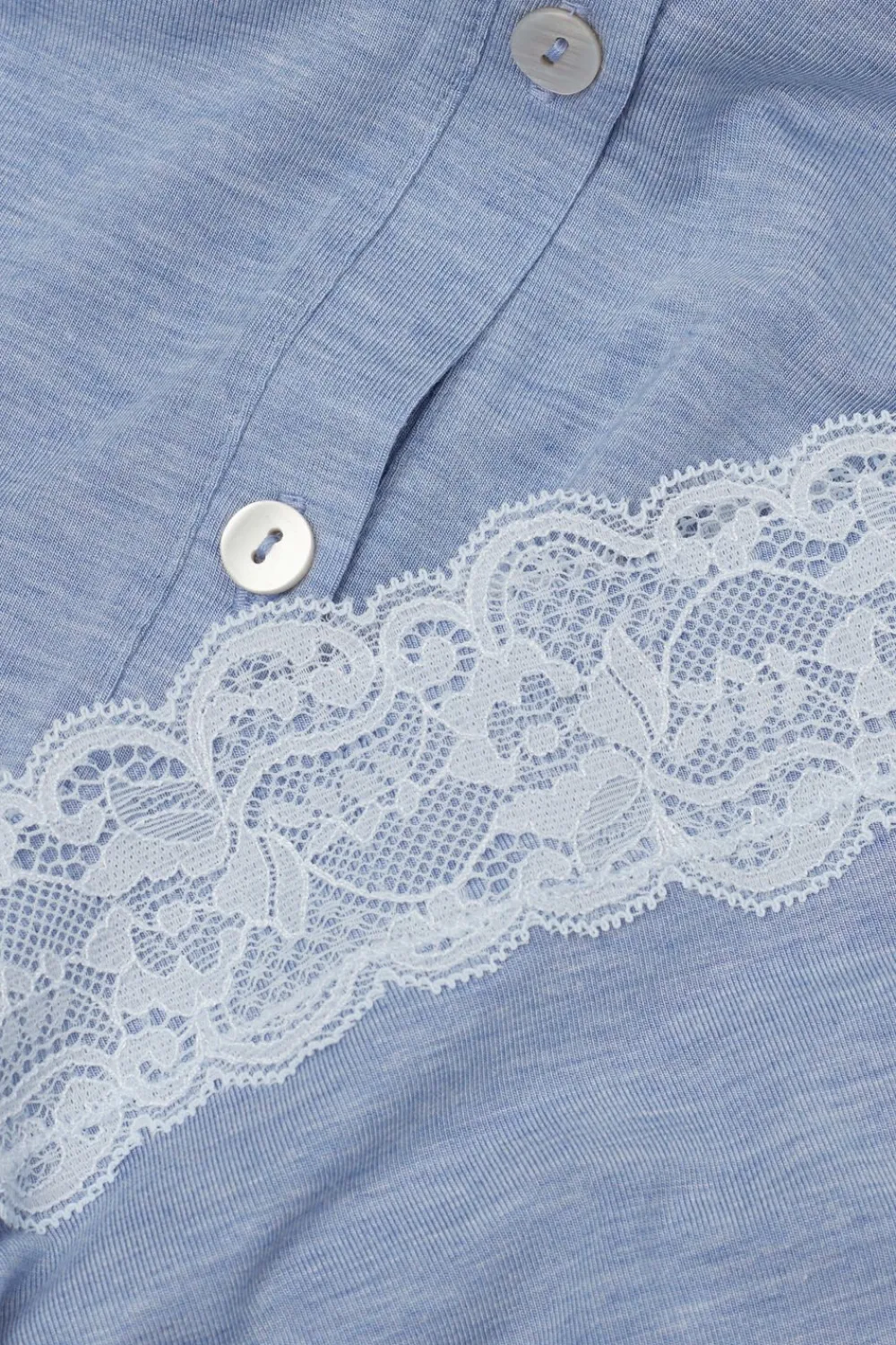 Piżamy Długie|Zestawy Piżam>Intimissimi Długa Rozpinana z Przodu Piżama z Modalu z Koronką niebieski - 069k - breeze blue melange