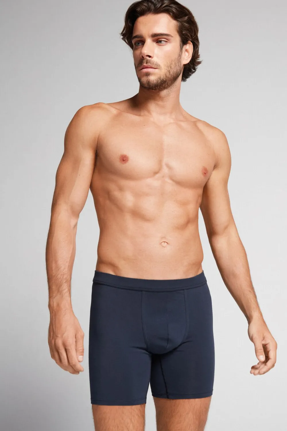 Bokserki|Bawełna Superior>Intimissimi Długie Bokserki z Bawełny Superior niebieski - 800 - blu notte