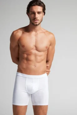 Bokserki|Bawełna Superior>Intimissimi Długie Bokserki z Bawełny Superior biały - 001 - biały