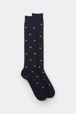 Skarpetki Długie>Intimissimi Długie Skarpety Bawełniane z nadrukiem - 091k - blu scuro cuore love