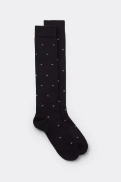 Skarpetki Długie>Intimissimi Długie Skarpety z Bawełny Soft czarny - 020k - pois nero/grigio melange