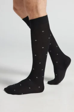 Skarpetki Długie>Intimissimi Długie Skarpety z Bawełny Soft czarny - 020k - pois nero/grigio melange
