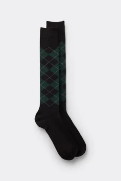 Skarpetki Długie>Intimissimi Długie Skarpety z Bawełny Soft czarny - 019k - burlington nero/verde