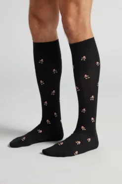 Skarpetki Długie>Intimissimi Długie Skarpety z Bawełny Soft - 016k - nero/gingerbread