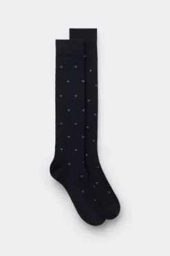 Skarpetki Długie>Intimissimi Długie Skarpety z Bawełny Soft niebieski - 021k - pois blu scuro/denim