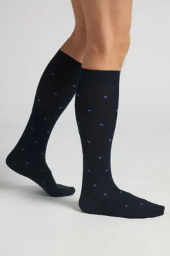 Skarpetki Długie>Intimissimi Długie Skarpety z Bawełny Soft niebieski - 021k - pois blu scuro/denim