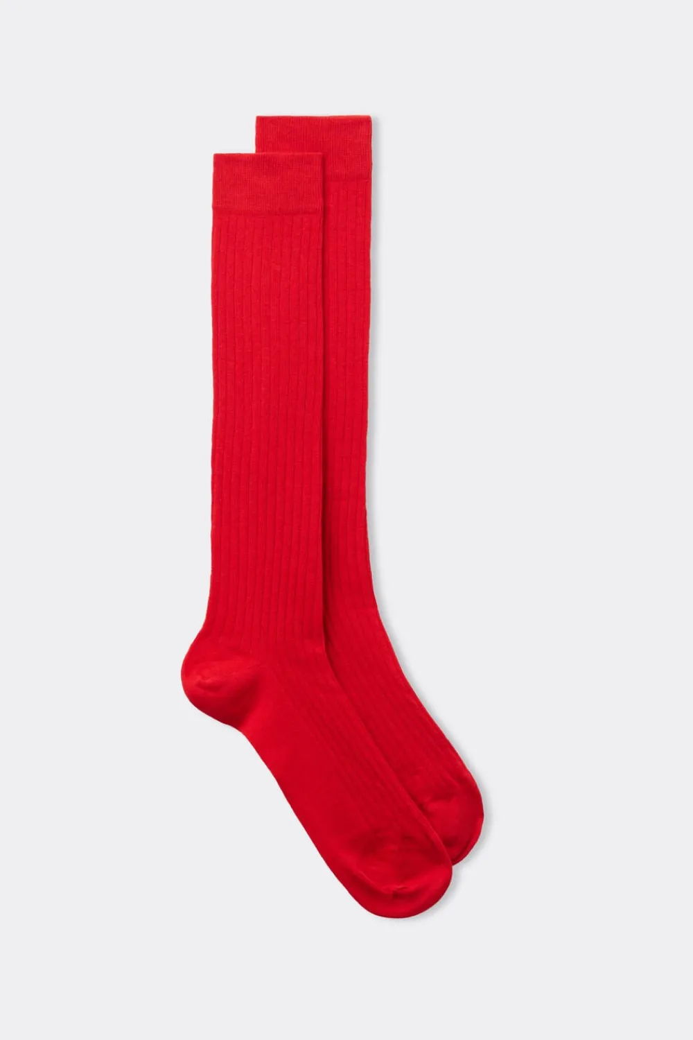 Skarpetki Długie>Intimissimi Długie Skarpety z Bawełny Soft w Prążek czerwony - 766j - rosso intenso