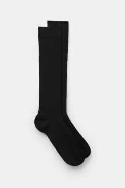 Skarpetki Długie>Intimissimi Długie Skarpety z Bawełny Soft w Prążek czarny - 019 - czarny