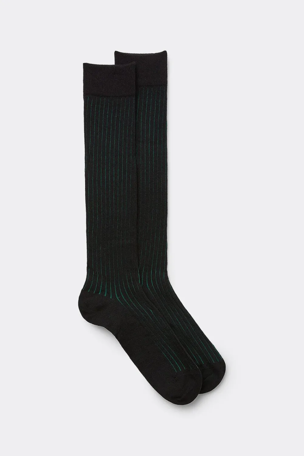 Skarpetki Długie>Intimissimi Długie Skarpety z Bawełny Soft w Prążek czarny - 742j - nero/verde