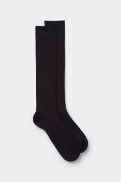 Skarpetki Długie>Intimissimi Długie Skarpety z Bawełny Soft w Prążek czerwony - 741j - blu scuro/rosso