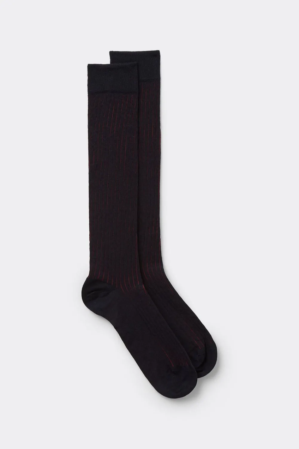 Skarpetki Długie>Intimissimi Długie Skarpety z Bawełny Soft w Prążek czerwony - 741j - blu scuro/rosso