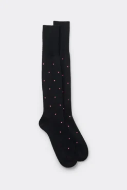 Skarpetki Długie>Intimissimi Długie Skarpety z Merceryzowanej Bawełny Fildekos czarny - 015k - nero micro rosso