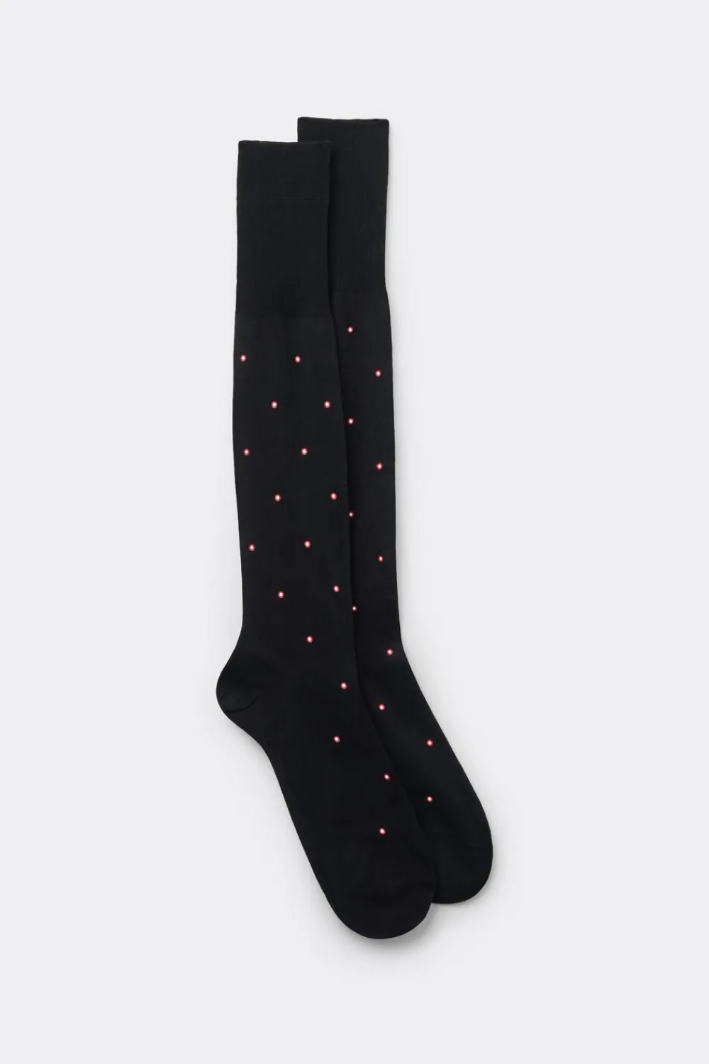 Skarpetki Długie>Intimissimi Długie Skarpety z Merceryzowanej Bawełny Fildekos czarny - 015k - nero micro rosso