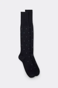 Skarpetki Długie>Intimissimi Długie Skarpety z Merceryzowanej Bawełny Fildekos niebieski - 014k - blu scuro micro blu
