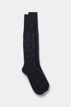 Skarpetki Długie>Intimissimi Długie Skarpety z Przędzy Fildekos z nadrukiem - 085k - blu scuro ancora