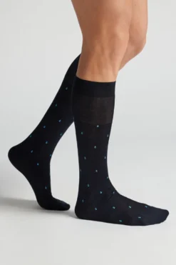 Skarpetki Długie>Intimissimi Długie Skarpety z Przędzy Fildekos z nadrukiem - 085k - blu scuro ancora