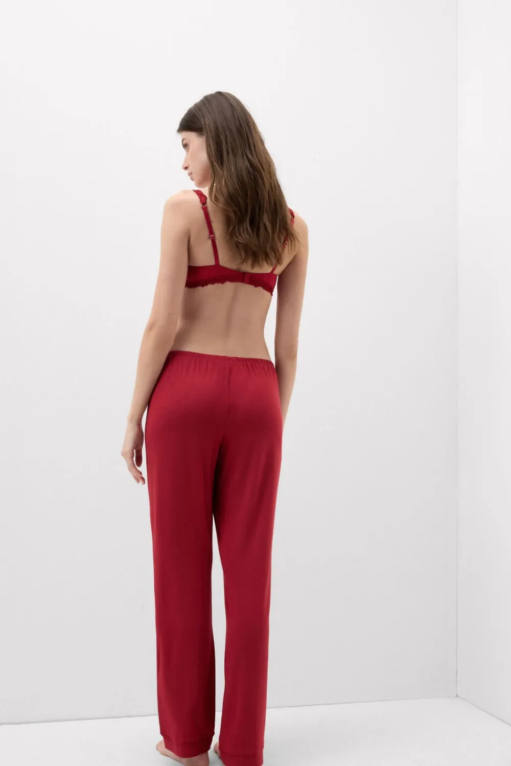 Piżamy Długie|Modal>Intimissimi Długie spodnie od piżamy z mikromodalu czerwony - 1473 - czerwony