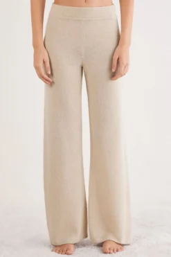 Legginsy / Spodnie|Odzież Domowa>Intimissimi Długie Spodnie Palazzo 100% Kaszmir beige - 712j - beż melanż