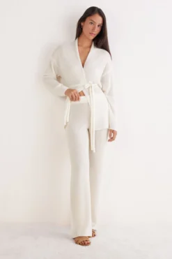 Legginsy / Spodnie|Odzież Domowa>Intimissimi Długie Spodnie Palazzo 100% Kaszmir kremowy - 711j - vaniglia