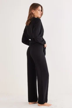 Legginsy / Spodnie|Odzież Domowa>Intimissimi Długie Spodnie Palazzo 100% Kaszmir czarny - 710j - czarny