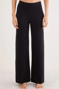 Legginsy / Spodnie|Odzież Domowa>Intimissimi Długie Spodnie Palazzo 100% Kaszmir czarny - 710j - czarny