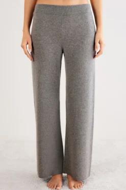 Legginsy / Spodnie|Odzież Domowa>Intimissimi Długie Spodnie Palazzo 100% Kaszmir szary - 456j - medium grey mel