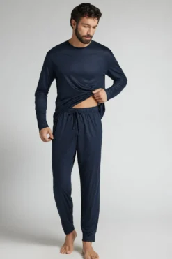 Spodnie|Premium Soft Technology>Intimissimi Długie Spodnie Premium Soft Technology niebieski - 490j - blu navy