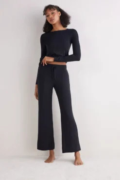 Legginsy / Spodnie|Modal>Intimissimi Długie Spodnie Typu Palazzo z Modalu czarny - 019 - czarny