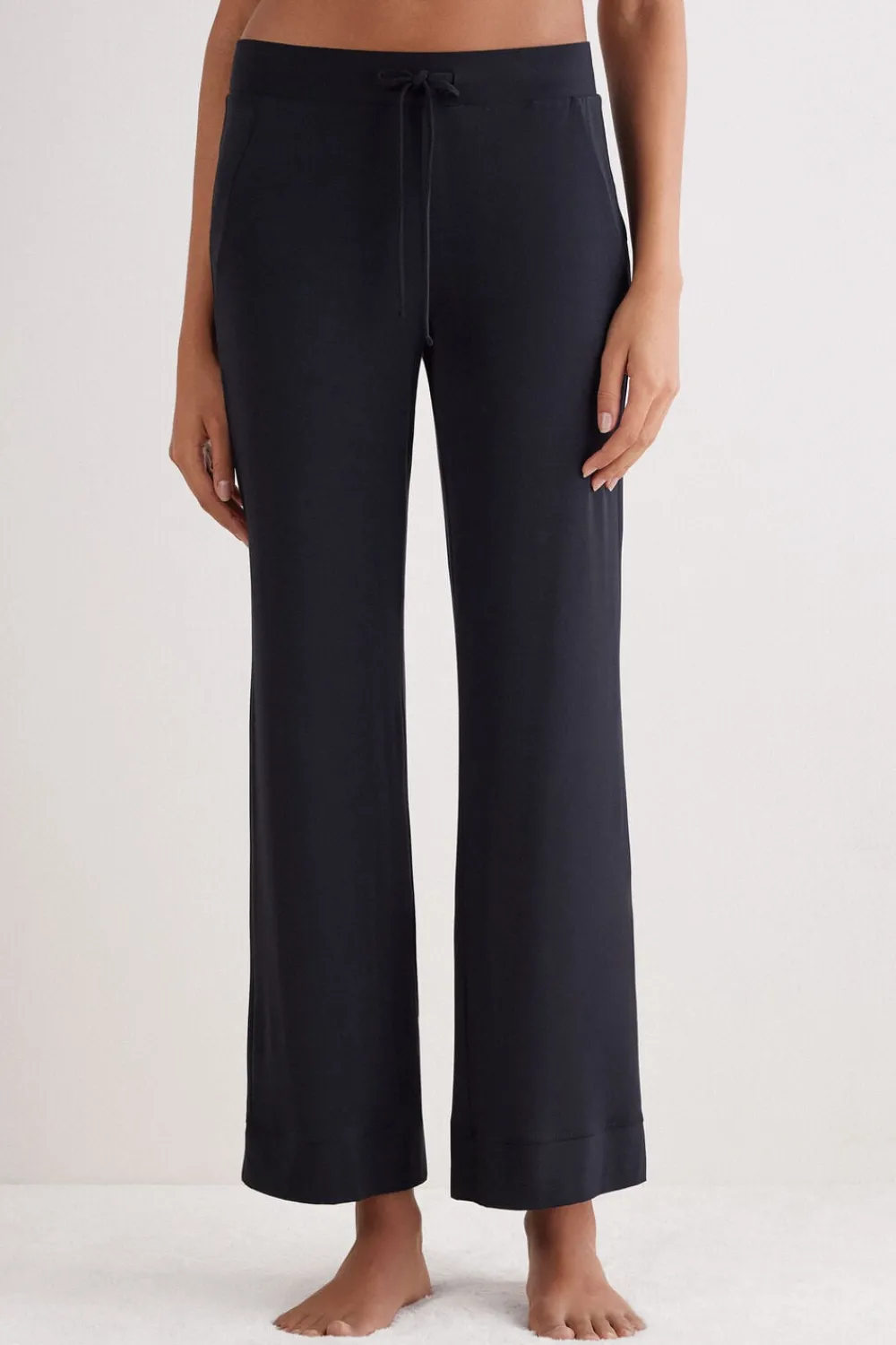 Legginsy / Spodnie|Modal>Intimissimi Długie Spodnie Typu Palazzo z Modalu czarny - 019 - czarny