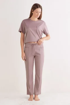 Piżamy Długie>Intimissimi Długie Spodnie z Bawełny Elevated Cotton fioletowy - 947j - shadow mauve