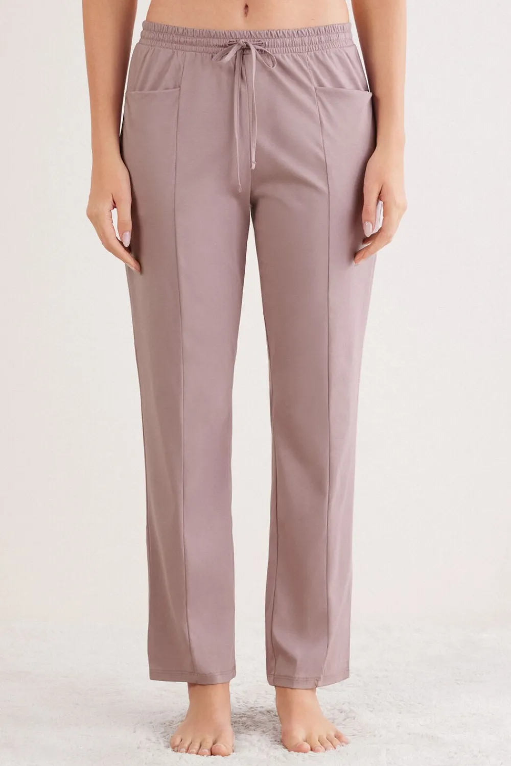 Piżamy Długie>Intimissimi Długie Spodnie z Bawełny Elevated Cotton fioletowy - 947j - shadow mauve