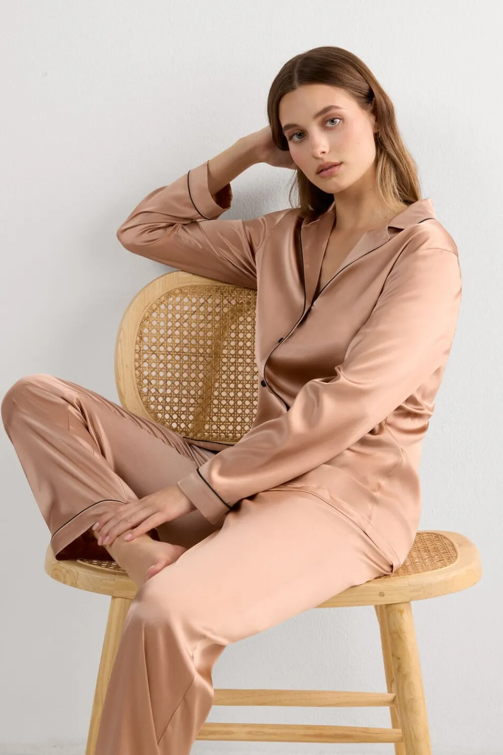 Piżamy Długie|Jedwab>Intimissimi Długie Spodnie z Jedwabiu naturalny - 163i - rose satin