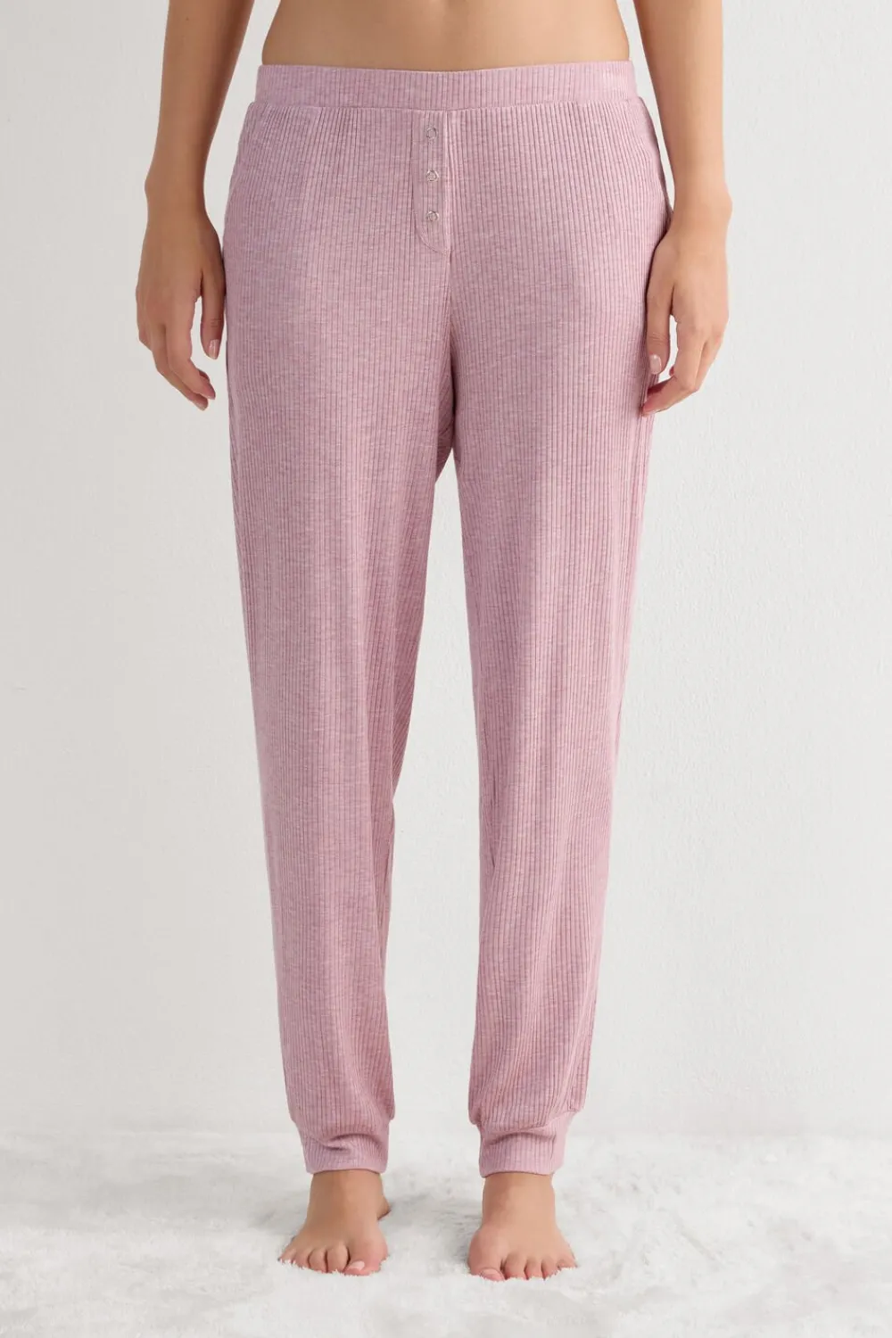 Piżamy Długie|Modal>Intimissimi Długie Spodnie z Modalu Chic Comfort ciemnoróżowy - 859j - rosa scuro melange