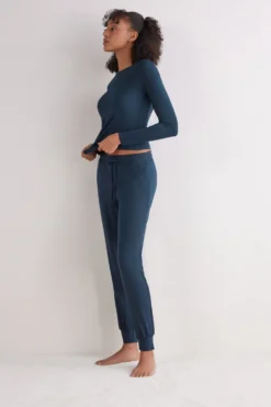 Legginsy / Spodnie|Modal>Intimissimi Długie Spodnie z Modalu ze Ściągaczem niebieski - 1467 - intensywny niebieski