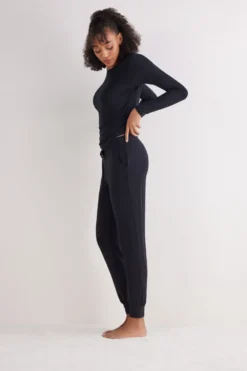 Legginsy / Spodnie|Modal>Intimissimi Długie Spodnie z Modalu ze Ściągaczem czarny - 019 - czarny