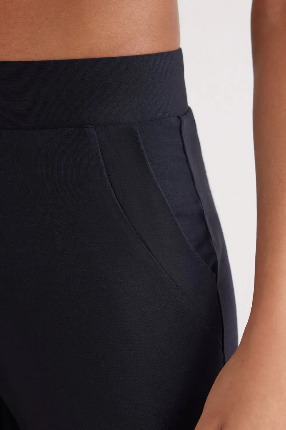 Legginsy / Spodnie|Modal>Intimissimi Długie Spodnie z Modalu ze Ściągaczem czarny - 019 - czarny
