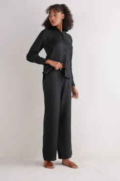 Legginsy / Spodnie|Len>Intimissimi Długie spodnie z Troczkiem z Płótna Lnianego The Pure Linen czarny - 019 - czarny