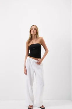 Legginsy / Spodnie|Len>Intimissimi Długie spodnie z Troczkiem z Płótna Lnianego The Pure Linen biały - 001 - biały